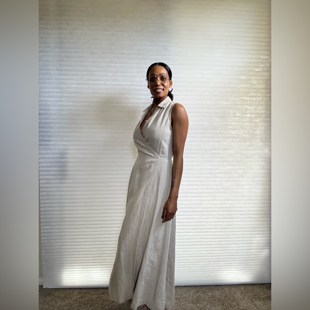 Emanuel Ungaro 100% Linen Maxi Wrap Dress - Picture 3 of 10